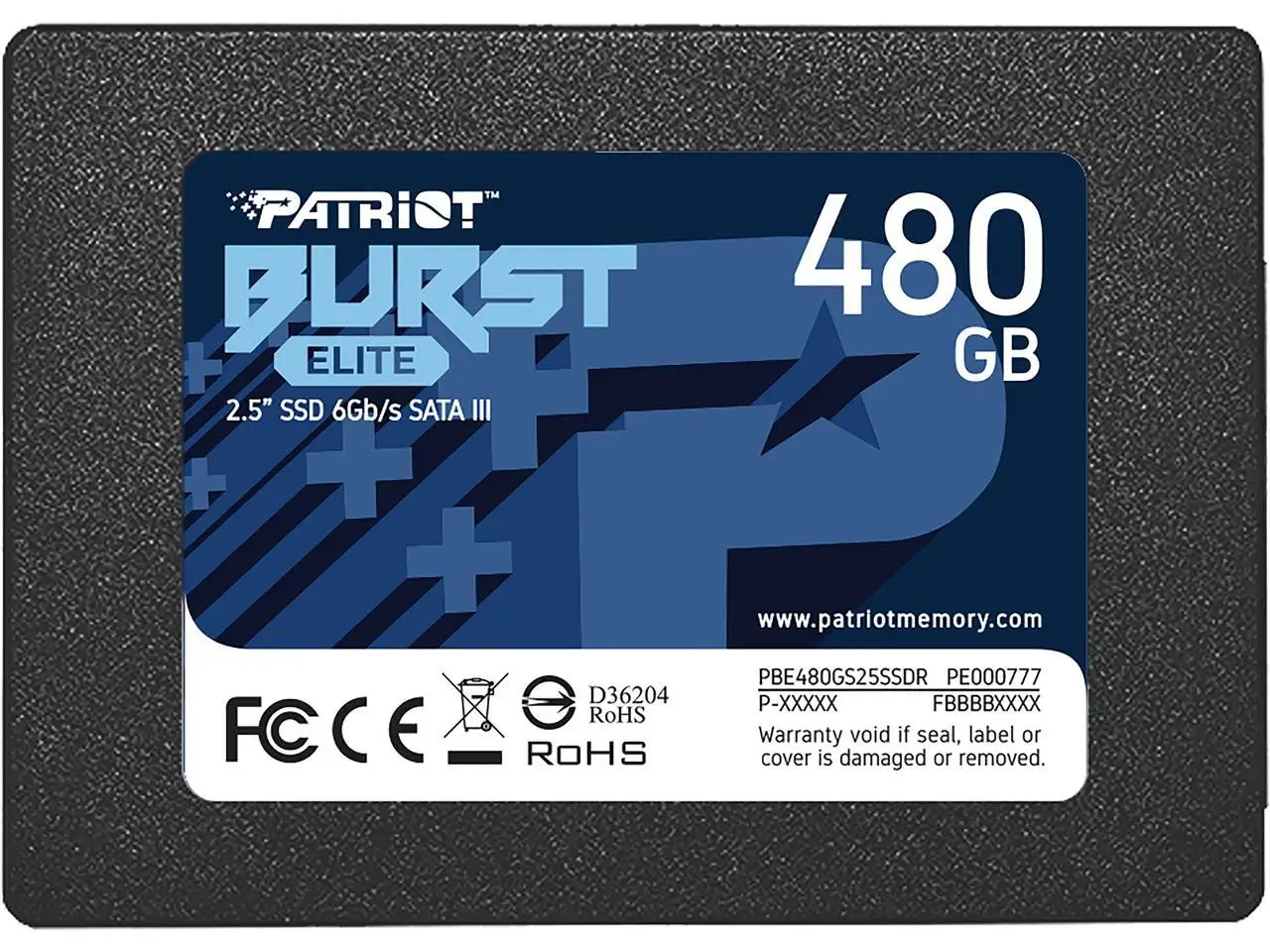Patriot Burst Elite 2.5" 480GB SATA III TLC Internal Solid State Drive (SSD) PBE480GS25SSDR