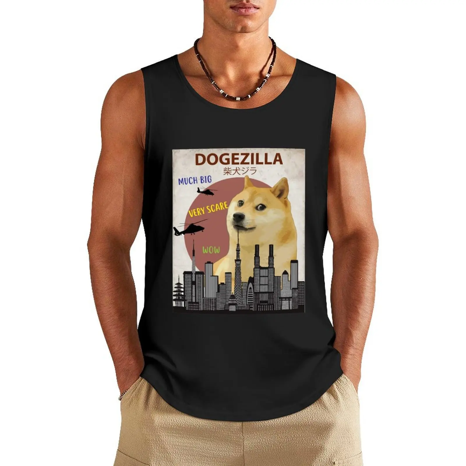 

Dogezilla Funny Doge Meme Giant Shiba Inu Tank Top Men's summer clothes anime clothes Men's vest