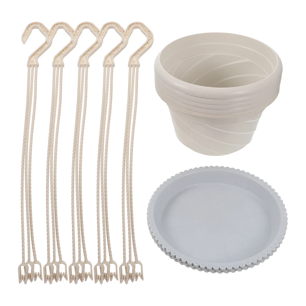 

8 Sets Plastic Green Flower Pot Hanging Plant Large Flowerpot Container Garden Household