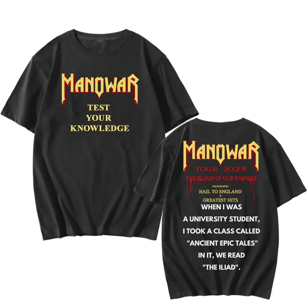 Manowar T-shirt Graphic Printing Heavy Metal Music Grunge Tee-shirt Short Sleeve Cotton O-neck Tshirt Sudaderas Women/men Tops