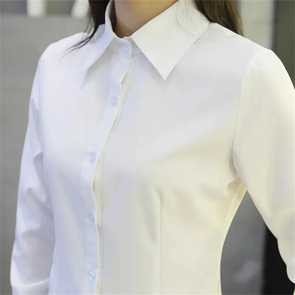 Oversized Solid White Black Professional Shirt Women Long Sleeve Slim Formal Work Spring Autumn New Basic Office OL Blouse Top