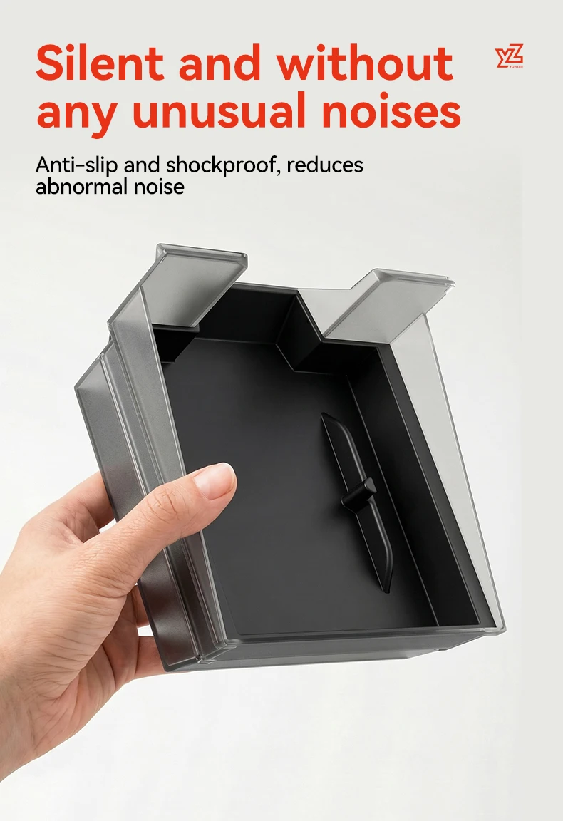 YZ Für Tesla Model 3 Y YL Highland Juniper 2025 2026 Mittelkonsolen-Organizer Doppelschichtiger Versteckter Aufbewahrungsbox TPE Silikonmatte – Detail 12