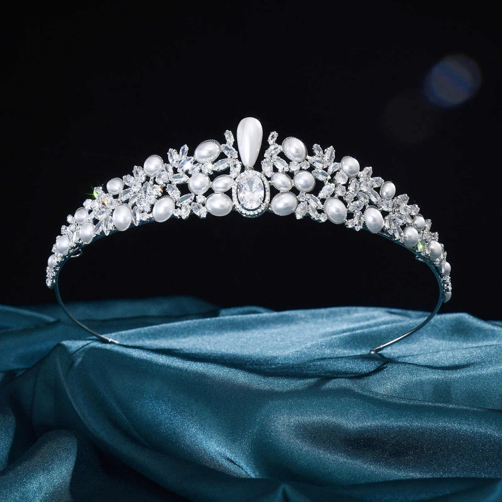 

Princess Crown And Tiara Zirconia Pearl Bridal Tiara For Women Girl Party Prom Wedding Crown Bride Hair Jewelry Headdress corona