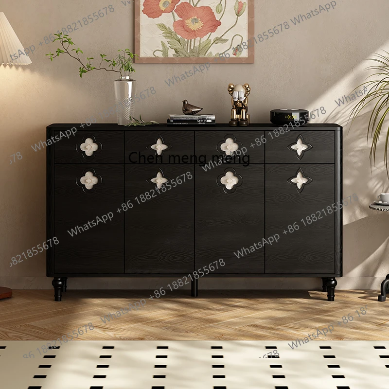Shoe Cabinet for Home Entrance Living Room Foyer Four-leaf Clover Sideboard French Style Storage Vintage Shoe Cabinet