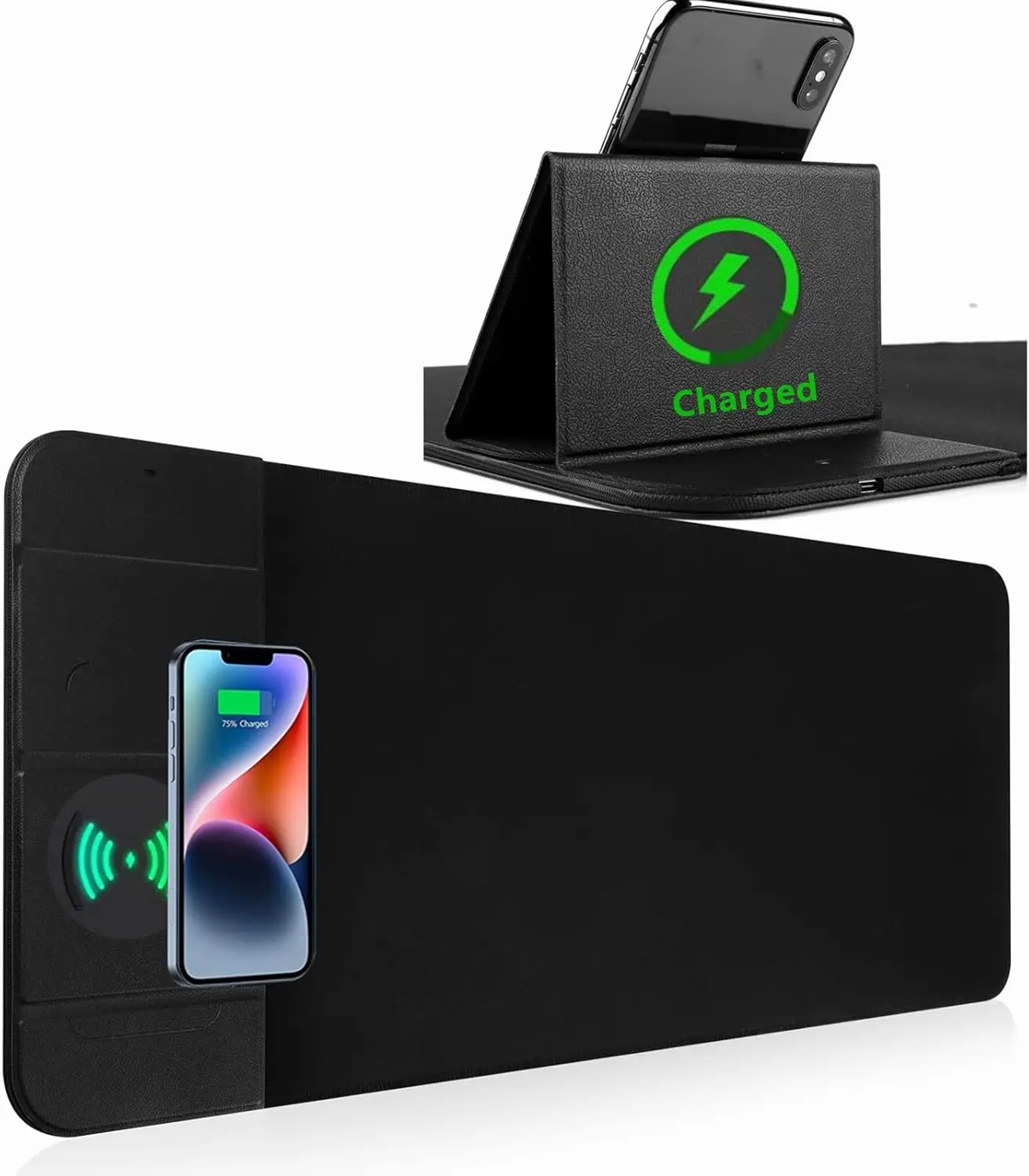 

15W Qi Fast Charging Mouse Pad, XL Non-Slip Desk Mat with Phone Stand, Ultra-Smooth Surface for Gaming & Work
