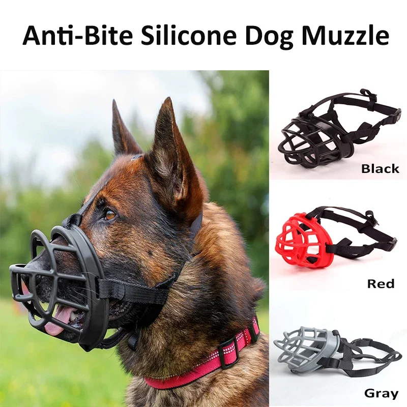 Soft Silicone Big Dog Muzzle Anti-biting Adjustable Muzzles Dogs Harness For Small Medium Large Doberman Bulldog Collar Supplies