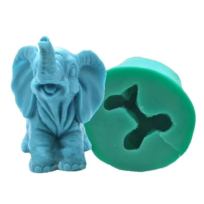 3D Elephant Candle Molds For Candle Making Silicone Mold For Cake Sculpture Ice Sculpture Handmade Plaster Animal MouldS0102DX25