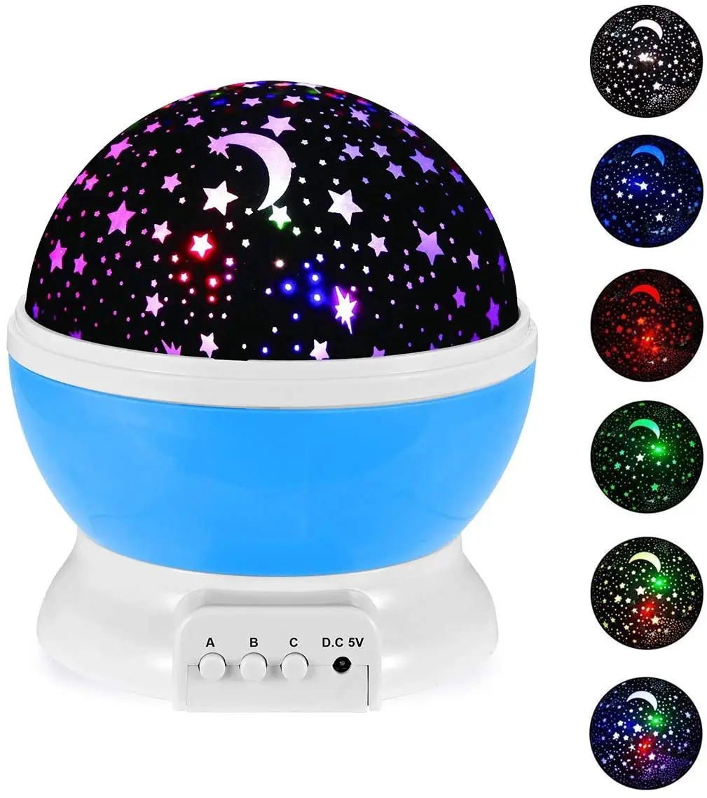 ZK40 LED Projector Star Moon Nights Baby Night Lights Moon 360 Degree Rotation 8 Color Changing Romantic Night Lighting Lamp