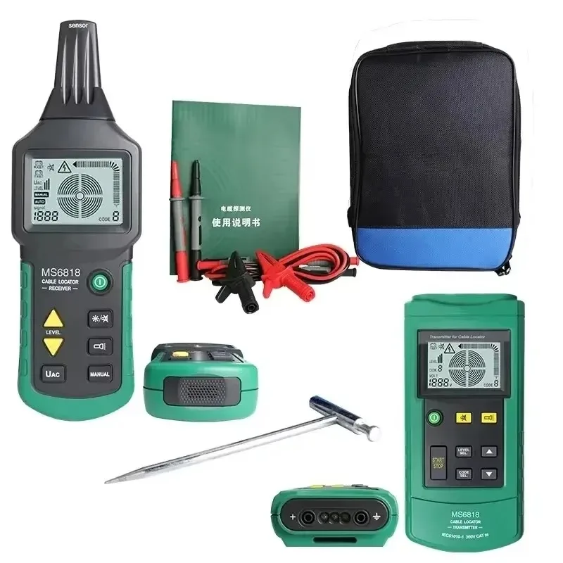 MS6818 Ondergrondse Pijpleiding Metaalzoeker Muur Sanitair Detector Elektrische Foutdiagnose AC/DC 30 ~ 400V Kabelzoeker