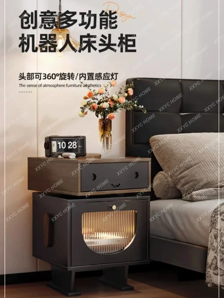 Children's bedside table robot integrated with lamp creative simple living room sofa side cabinet