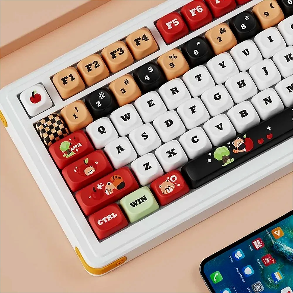 

PBT material, small full set of OQO red, keycaps, panda apple, keycaps for mechanical keyboards