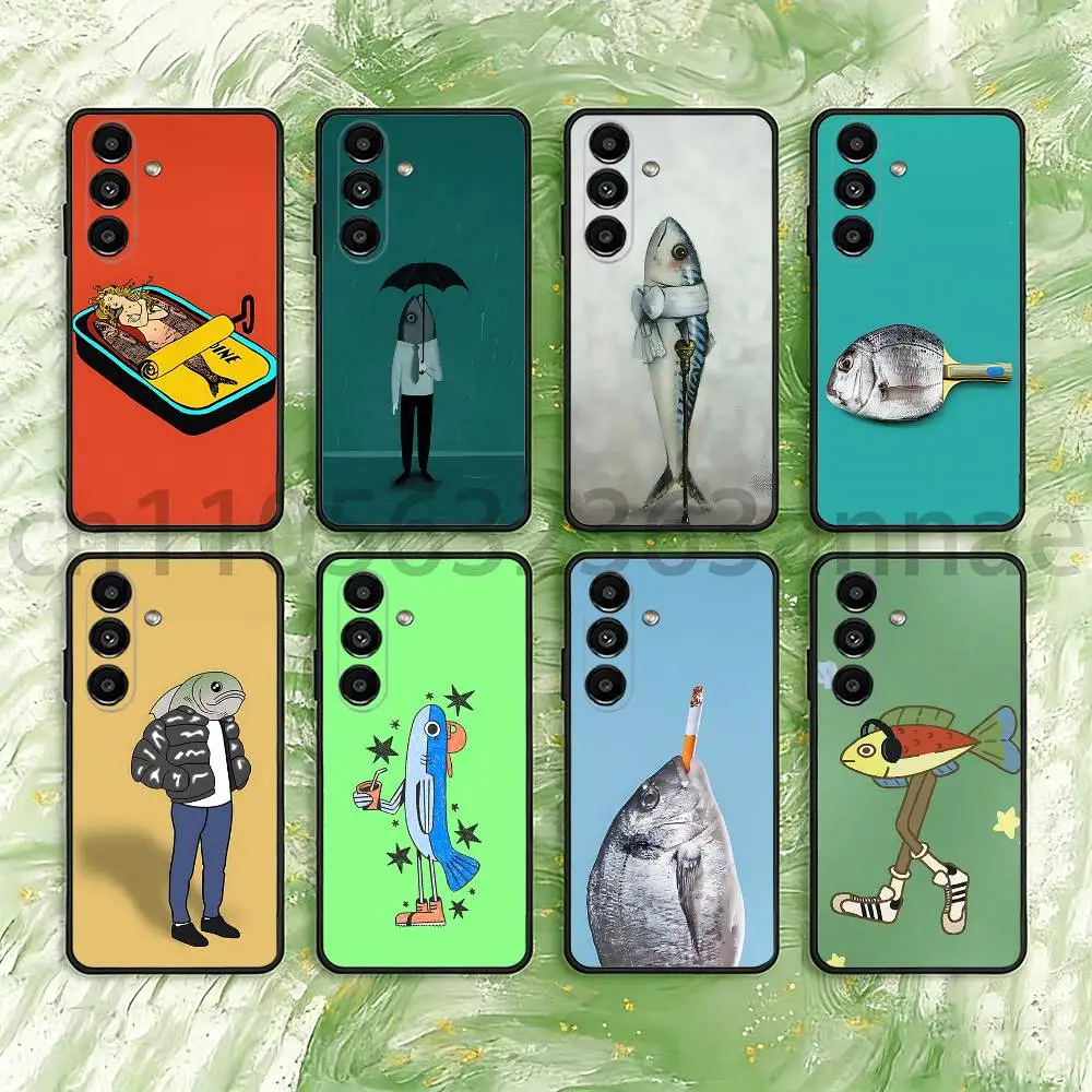 Fish Funny Sardines Phone Case For Samsung Galaxy A13,21s,22,31,32,52,53,71,80,A91 Soft Black Shell