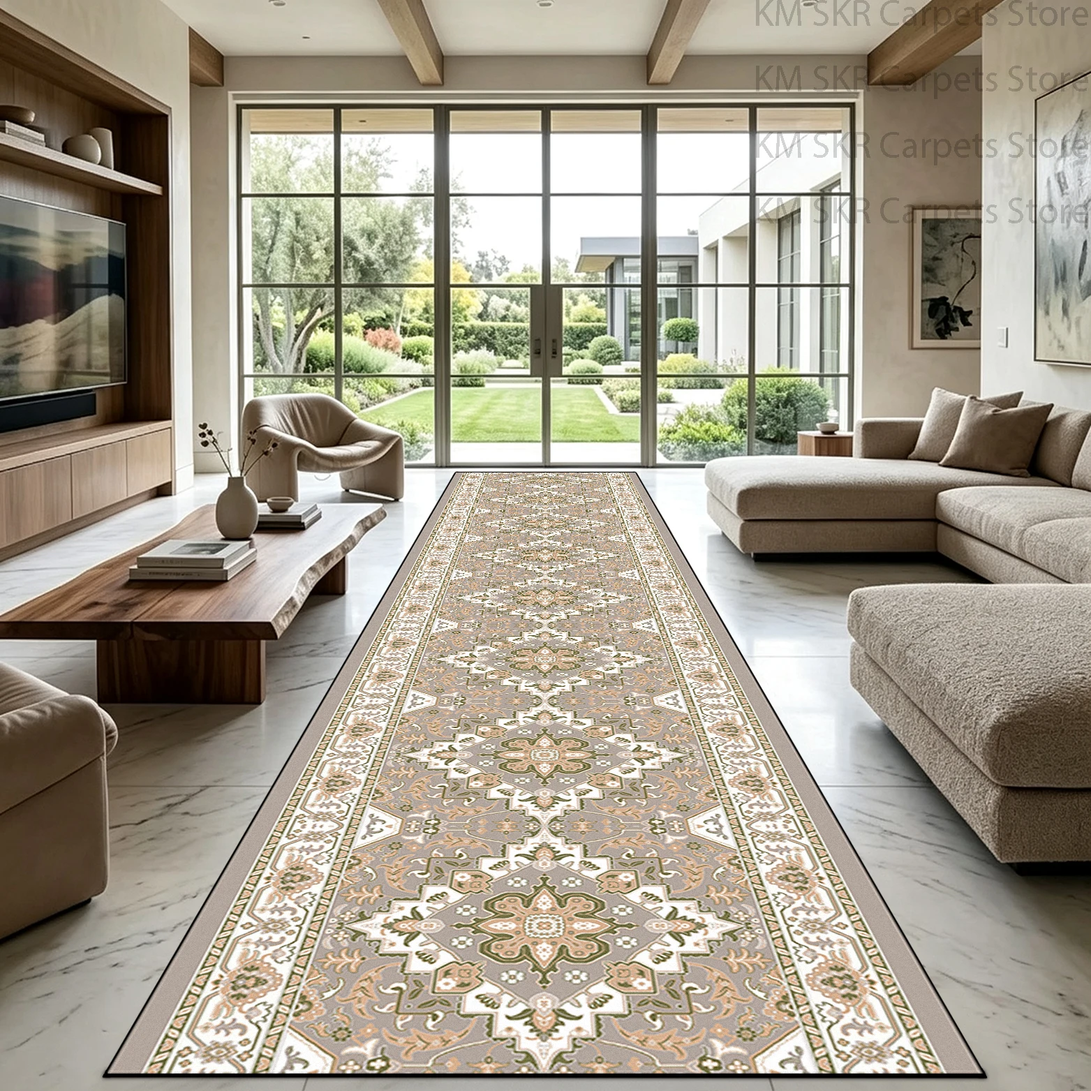 Tapis de couloir de style classique persan européen pour salon, antidérapant, lavable, tapis de couloir d'hôtel, tapis long rétro pour hall d'entrée.