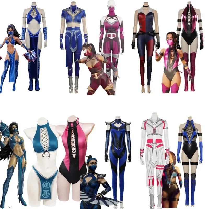 Mortal cos combat Kitana Mileta Joker cosplay costume jumpsuit swisuit dress women girls outfits Halloween Carnival role suit