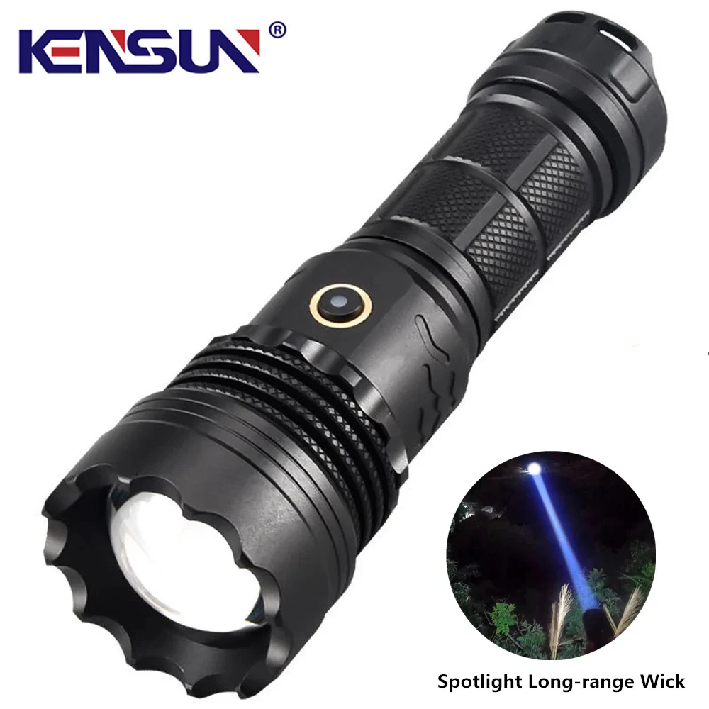 High Power LED Flashlight USB Rechargeable Waterproof Strong Light Lantern Long Range Zoom Torch Outdoor Camping Lamp Emergency