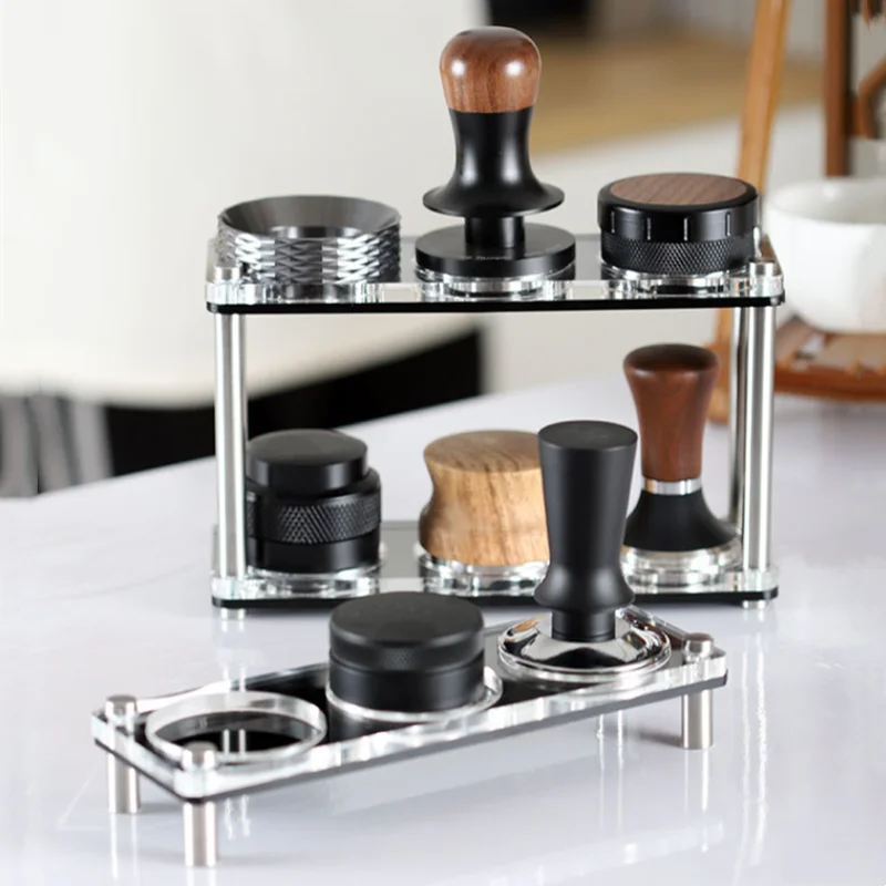 Rectangle Acrylic Coffee Tamper Mat Station Stand 51/54/58mm Holder Filter Screen Holder Espresso Tamping Storage Rack Barista