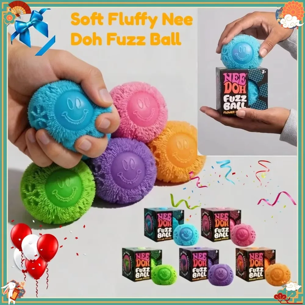 2026 New Model NeeDoh Fuzz Ball Wonder Waves Sensory Squeeze Toy Textured Stress Relief Fidget Ball for Adults Toy