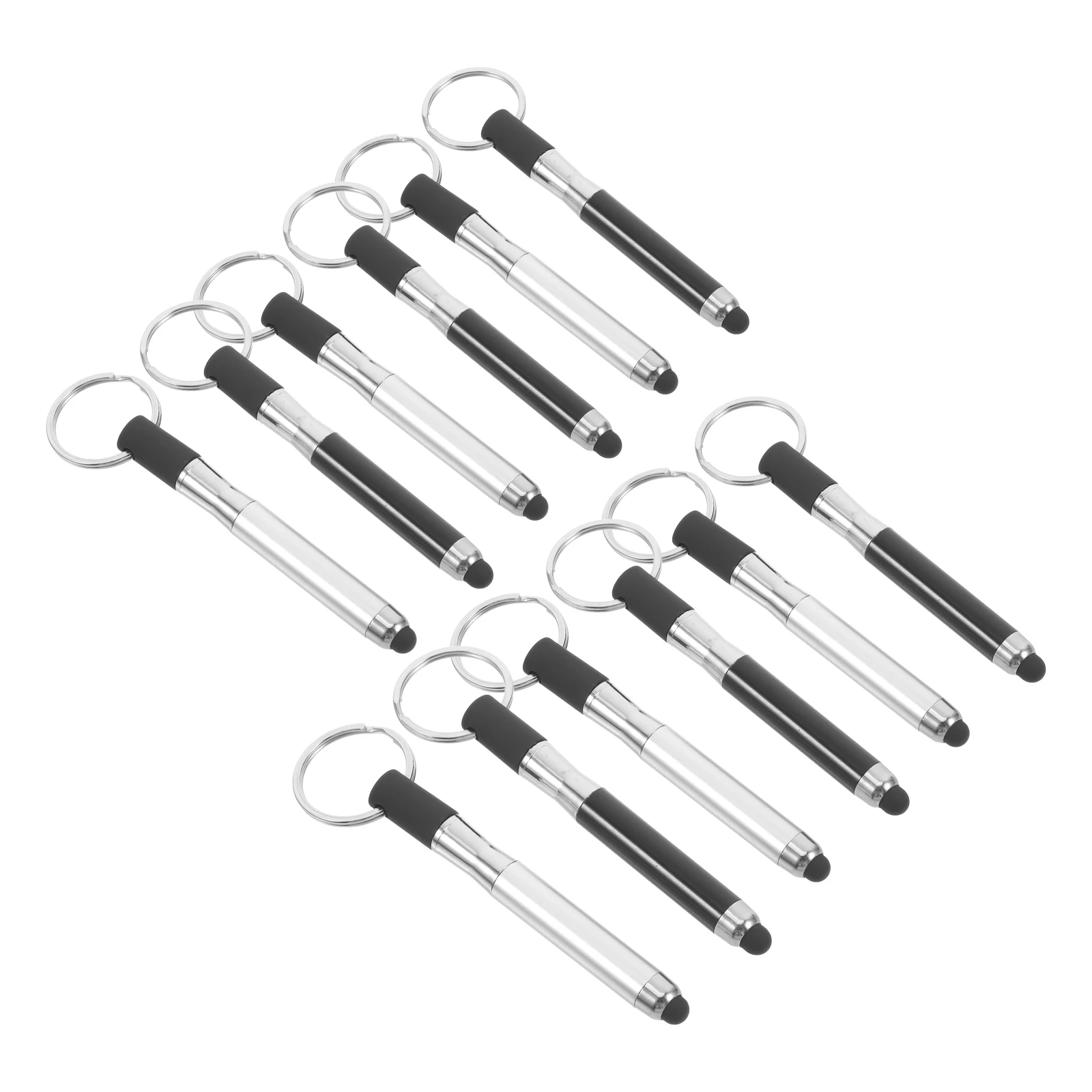 

12 Pcs Touchscreen Ballpoint Pen Keychains Mini Shape Alloy Stylus Pens Key Ring Lightweight