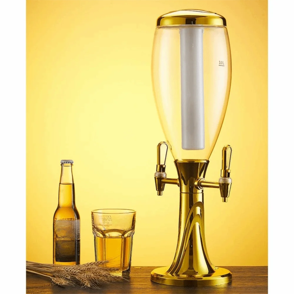 1.5/2/3L Beer Tower with Icicles Dual-Head Faucet Beer Dispenser LED Light Thickened and Sturdy Beverage Machine Hotel Use view 4