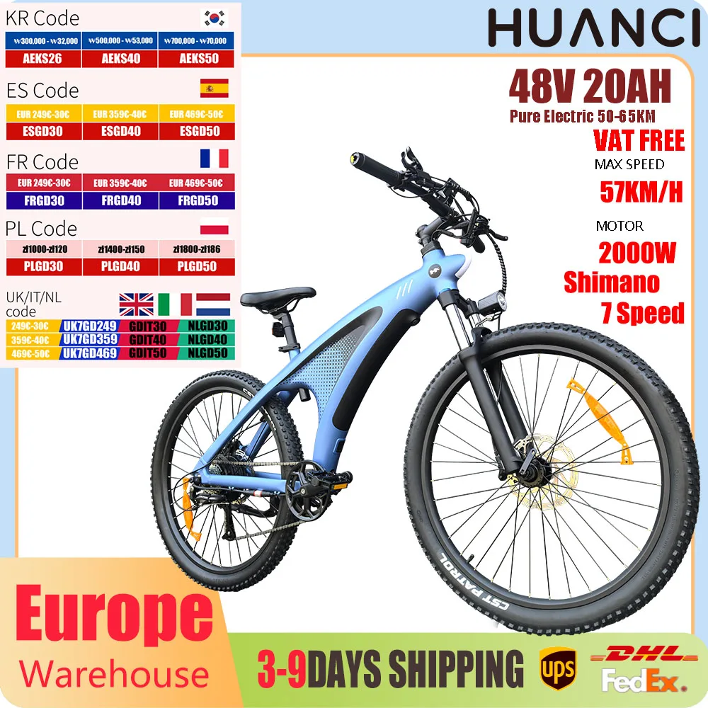 

HX Q5 2000 Вт Ebike Электрический горный велосипед для взрослых 27,5-дюймовый электрический велосипед 57 км/ч Съемный аккумулятор Мопед Электрические велосипеды Шоссейный велосипед