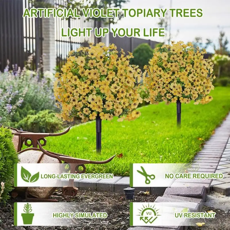 

Artificial Violet Ball Topiary Trees Weatherproof Front Porch Decor Reusable Home Decoration Colorful Fake Shrubs For