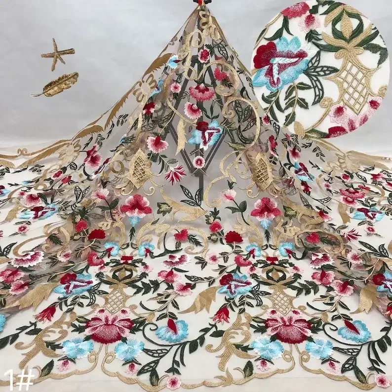 

1 ярд красивый цветок с вышивкой из кружевной ткани бальное платье с цветочной сеткой бежевый тюль для свадебного платья платье-пачка