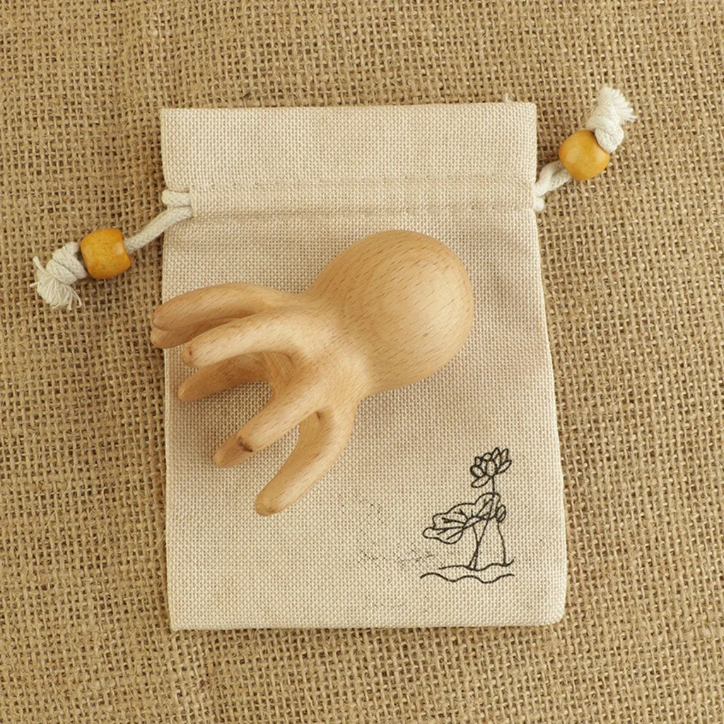 Beechwood Octopus Massage Comb Meridian Scraping Back Body Massage Acupuncture SPA GuaSha Fatigue Relief Relax Head Massage Tool