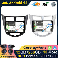 For Hyundai Solaris Accent i25 2010 2011 2012 2013 2014 2015 2016 Car Multimedia GPS 4G Wireless CarPlay Android 15 Auto Radio