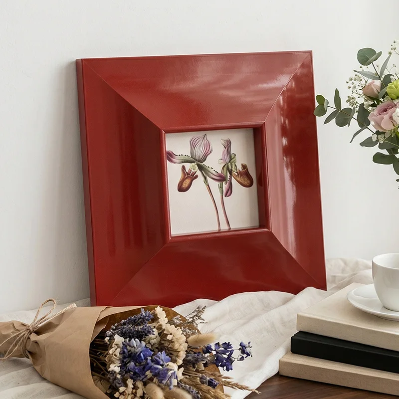 

Niche French antique flower red piano paint dopamine New Year's small hanging painting gift
