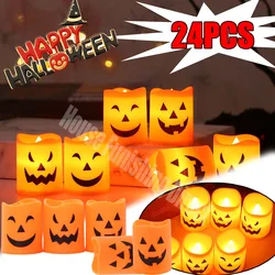 24pcs Electronic Candle Safe Flameless Battery Operated LED Tealight Candles Halloween Atmosphere Lights