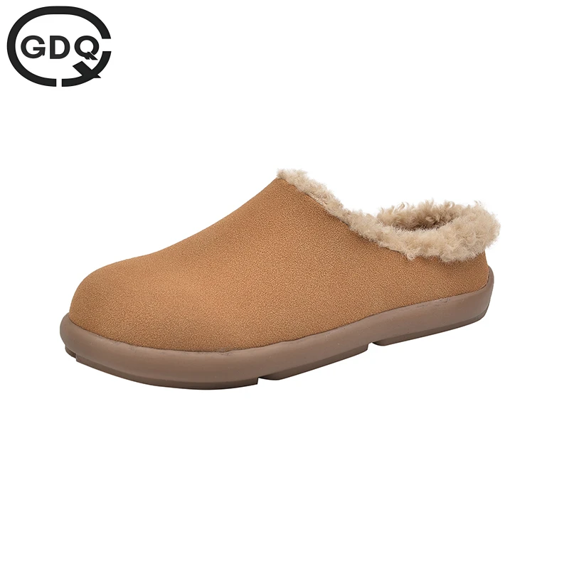 

GDQQ 2024 Warm Cosy Non-slip Plush Slipper for Women New Closed-toe Thick Sole Slides Ladies Faux Suede Home Cotton Shoes Female