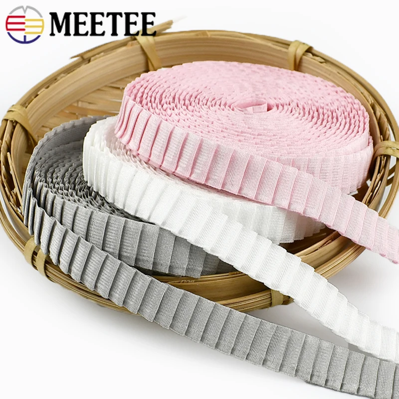 

5-20Meters 13mm Pleated Elastic Band for Bra Underwear Decor Stretch Tape Shoes Socks Trim Rubber Ribbon DIY Sewing Accessories