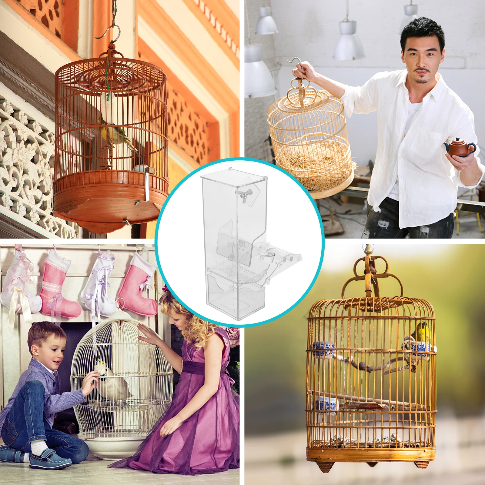 

Automatic Bird Feeder Large Capacity for Parrot Cage Pet Supply Self Sliding Arc Shaped Accessories Budgie Baby Food Container