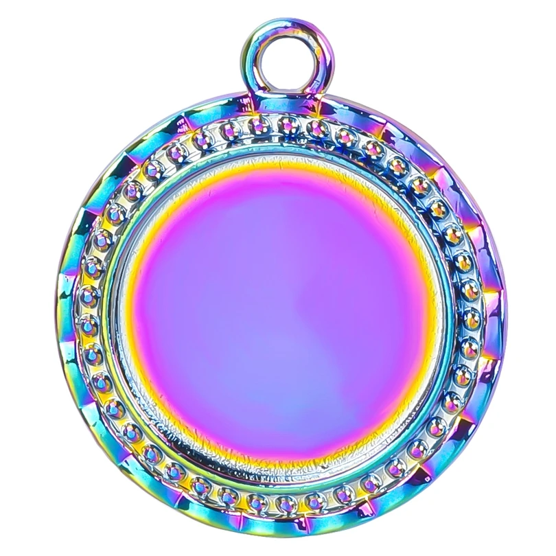 3pcs/Lot Rainbow Color Round Bottom Bracket Charms Alloy Pendant For Necklace Earrings Bracelet Jewelry Making Diy Accessories