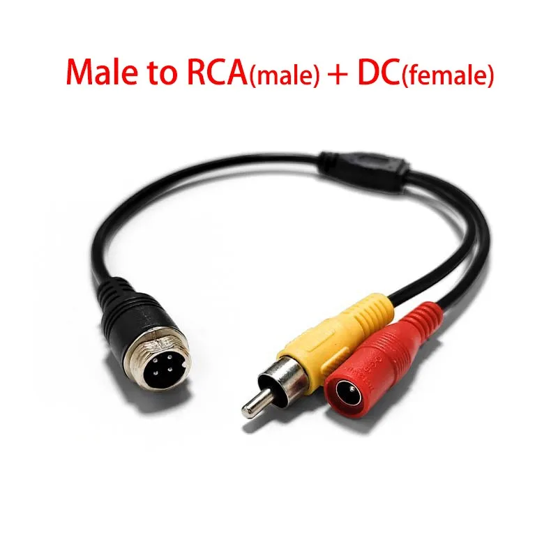 Câble adaptateur M12 4 broches aviation (public ou femelle) vers BNC/RCA + ligne DC pour connexion AV voiture, caméra CCTV, sécurité B5