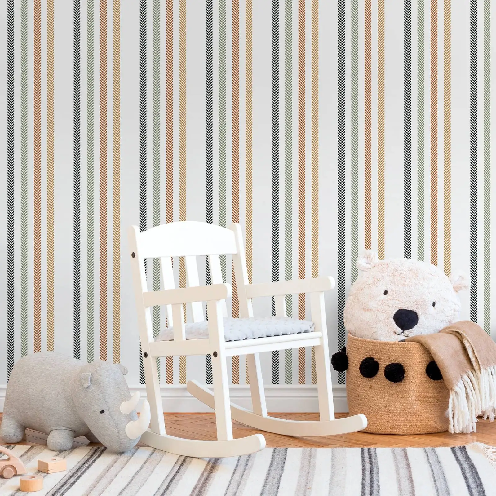 ورق جدران مخطط بسيط، ورق جدران لبيت المزرعة قابل للتقشير واللصق أو ورق حائط تقليدي غير مصقول للديكور المنزلي. 50*300 سم