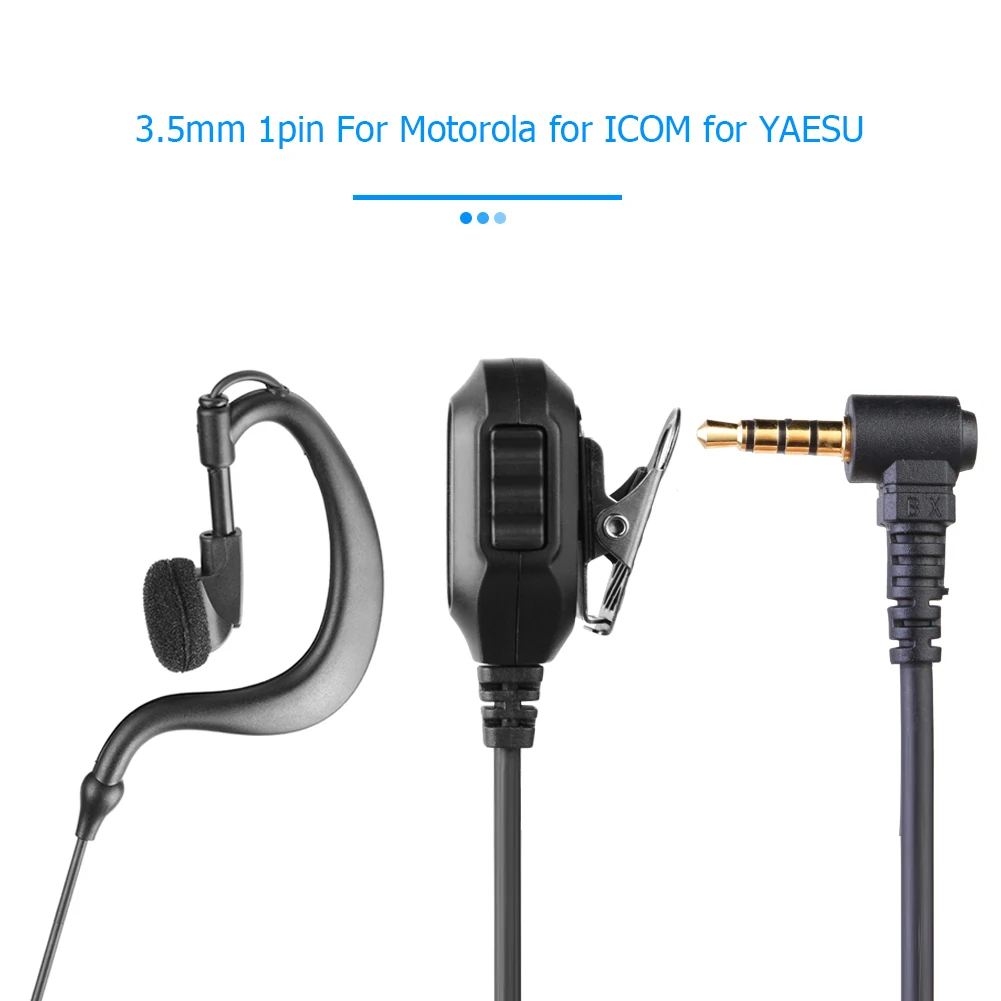 1Pin سماعة سماعة أذن مع PTT Mic سماعة اسلكية تخاطب سماعة الخصوصية اكسسوارات لراديو موتورولا ICOM YAESU