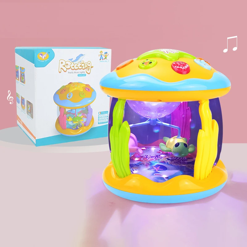 Baby Musical Light Projector Tummy Time Toy, 4 in 1 Sea Animals Sensory Crawling Toy, Early Learning Gift for Infant Toddler