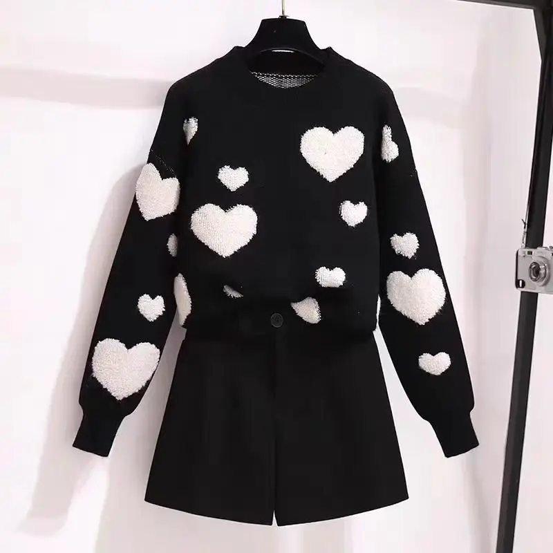 Red Heart Sweater for Women Autumn Winter Loose Slimming Soft Knitted Base Shirt Top New Year's Fashion Casual Wear Sweet Chic