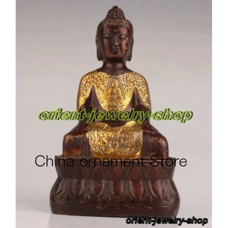 QING DYNASTY OLD BRONZE GILTING STATUE SACRED BODHISATTVA BELIEF collectable