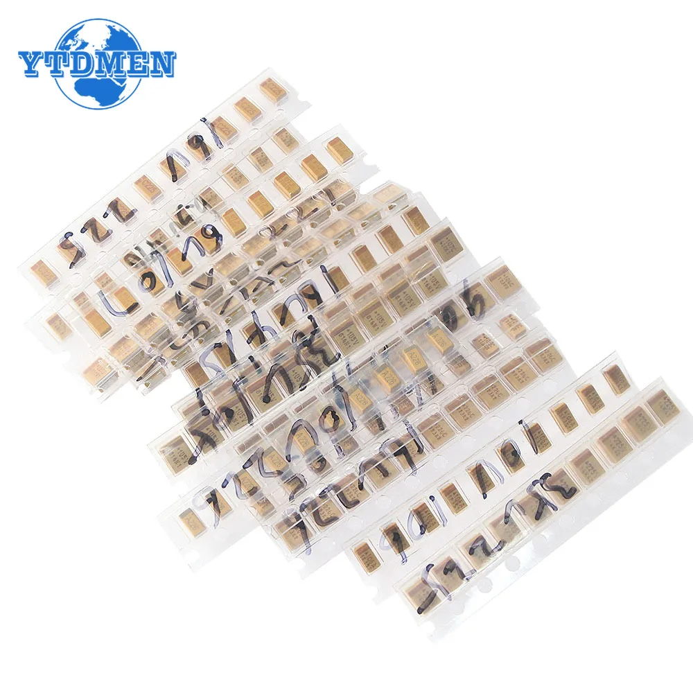 150PCS SMD Tantalum Capacitor Assortment Kit 1uf-220uf A/B Case Tantalum Capacitors Set 1UF 2.2UF 4.7UF 10UF 47UF Capacitors