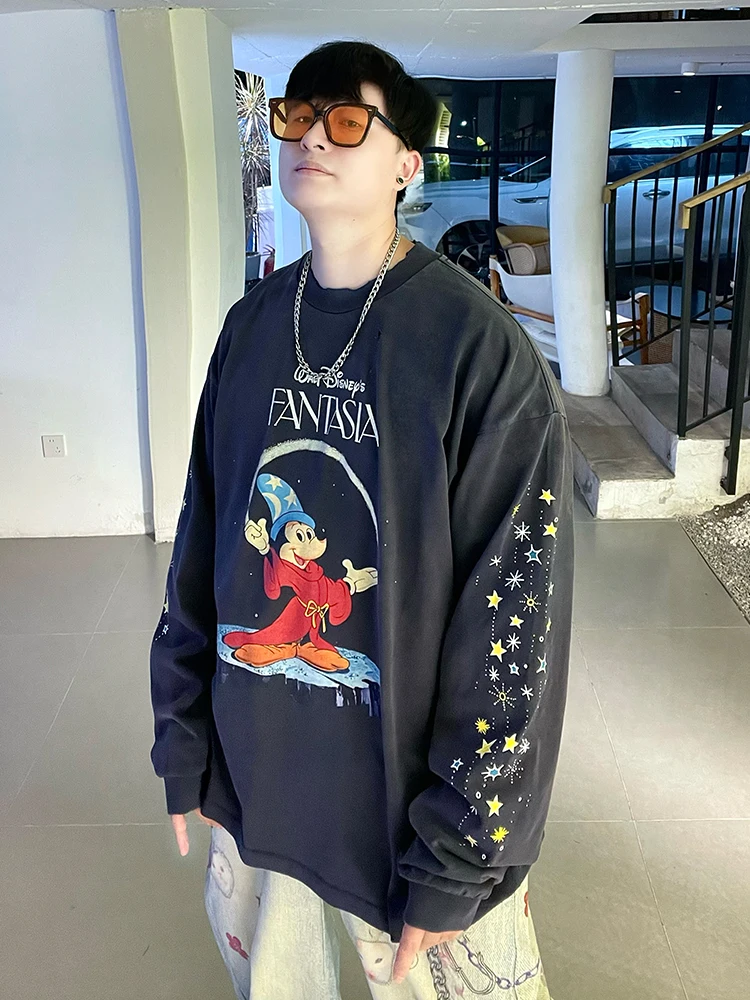 

Saint Mihael Vintage American Sle Long Sve T-irt ex Loose Couple Casual Faion Brand Cotton Polyester Polyester