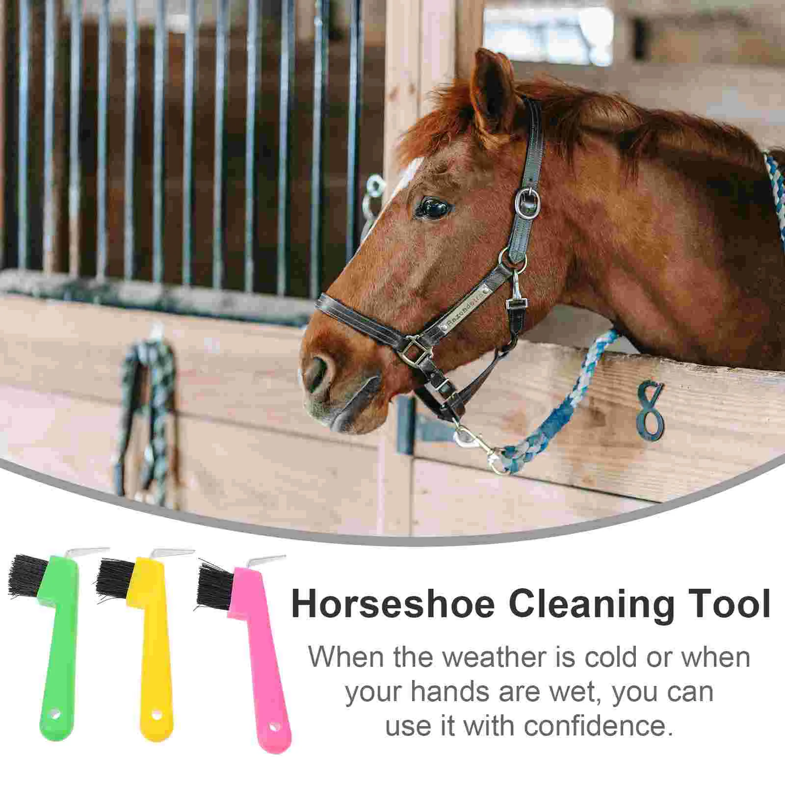 Horse Hoof Care Tools Portable Pick Cleaning Supple Grip Picks for Grooming Horseshoe with Brush