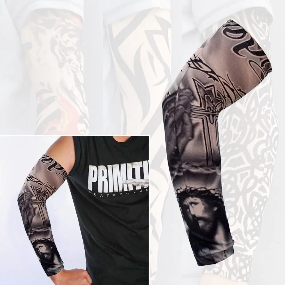 1Pcs New Sun Protection Flower Arm Sleeves Outdoor Sport Summer Cooling Arm Cover UV Protection Warmer Tattoo Arm Sleeves