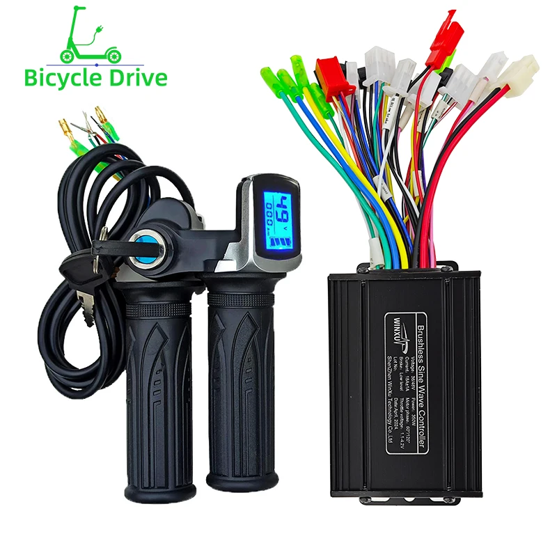 36V 48V 350W 18A Brushless Motor FOC Sine Wave Universal Controller LCD Speed Display Throttle Set for Electric Scooter Bicycle