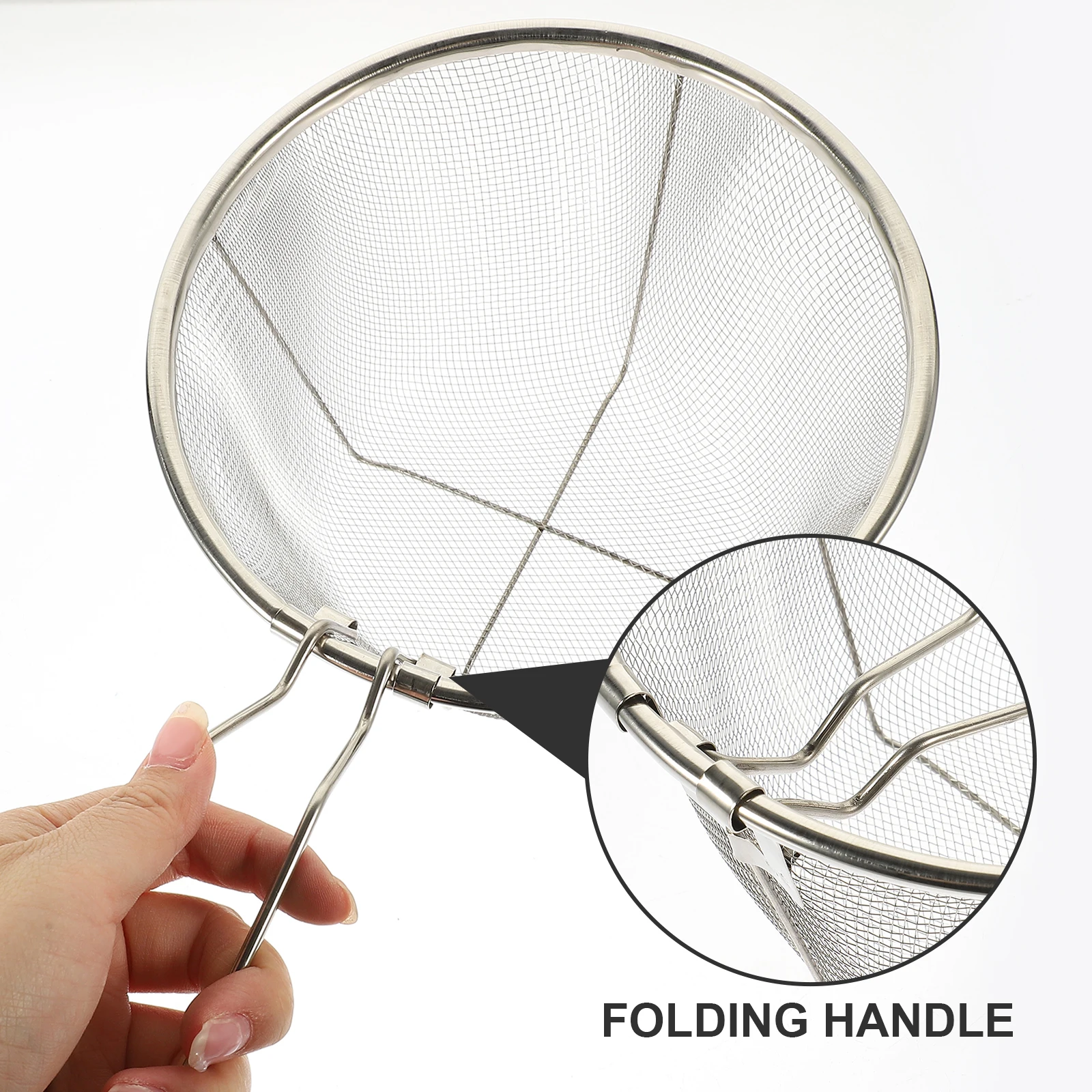 Cesta para freír de acero inoxidable, herramienta de drenaje de aceite, mango ergonómico, cocina multiusos, limpieza de alimentos, térmica fuerte, 1 ud.