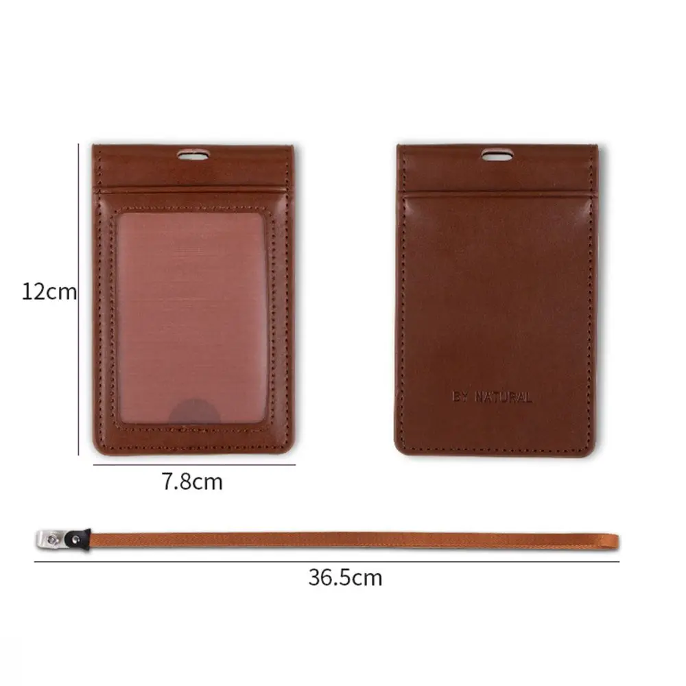 PU Leather Card Holder Lanyard Portable Simple Credit Badge Holder Fashion Magnet ID Cards Holder Girls