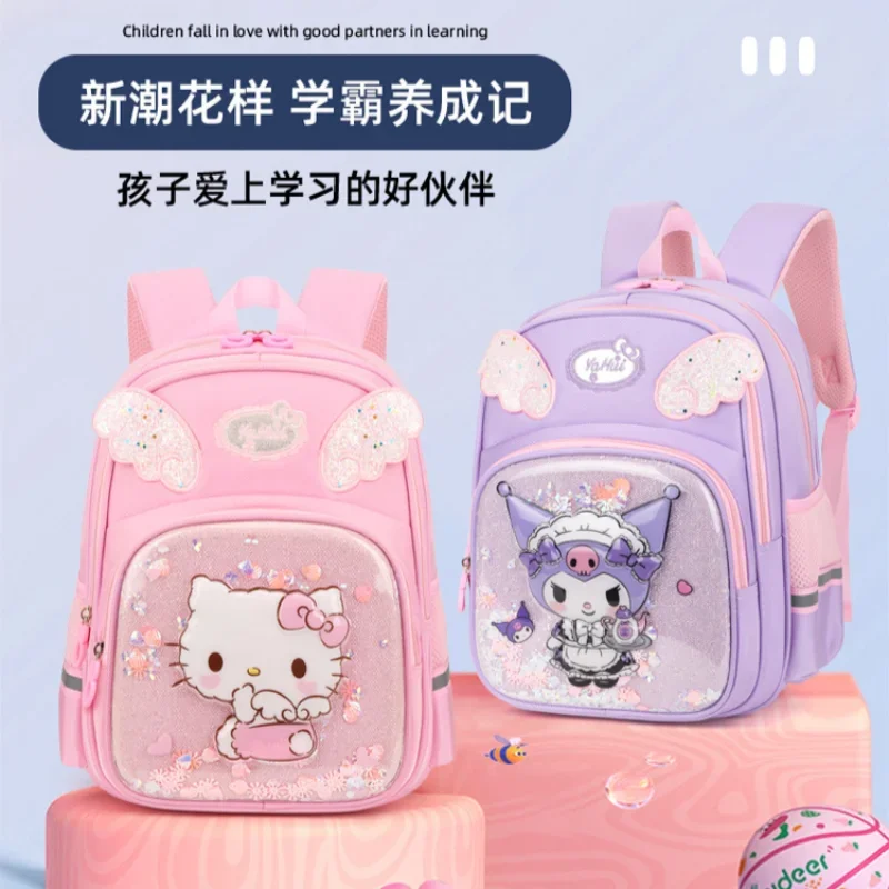 Sanrio Hello Kitty schattige en lieve studentenschooltas Kuromi cartoonprint fris drijfzand rugzak met grote capaciteit