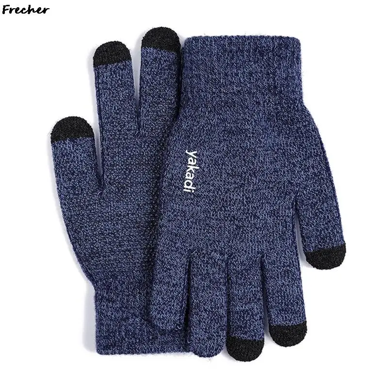 Non-Slip Knitted Wool Gloves Elastic Luvas Touch Screen Winter Gloves Women Men Warm Cashmere Outdoor Cycling Driving Mittens