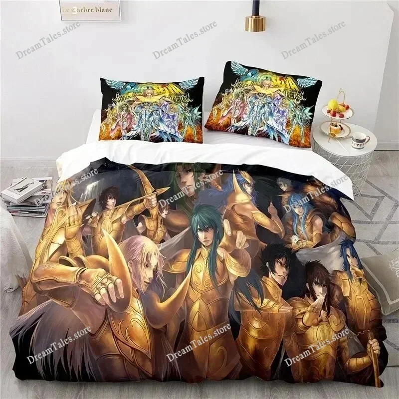 New Saint Seiya Bedding Set Single Twin Full Queen King Size Bed Set Adult Kid Bedroom Duvet Cover Sets 3D Print Game Anime963